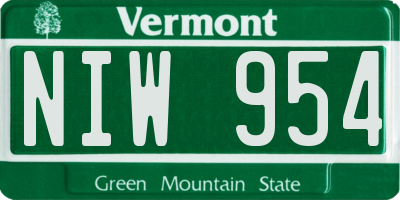VT license plate NIW954