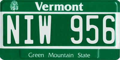 VT license plate NIW956