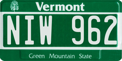 VT license plate NIW962