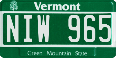 VT license plate NIW965