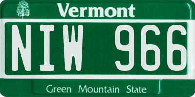 VT license plate NIW966