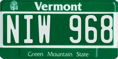 VT license plate NIW968