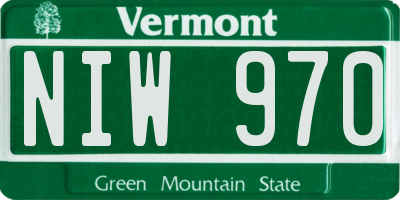 VT license plate NIW970