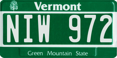 VT license plate NIW972