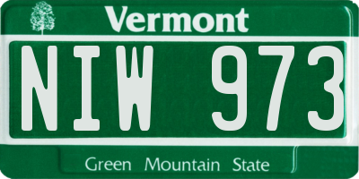 VT license plate NIW973
