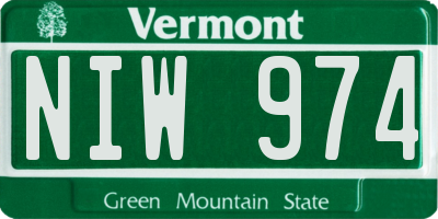 VT license plate NIW974