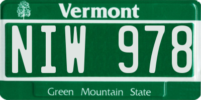 VT license plate NIW978