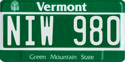 VT license plate NIW980