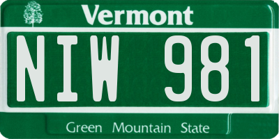 VT license plate NIW981
