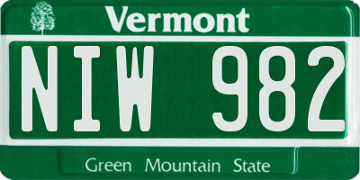 VT license plate NIW982