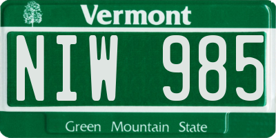 VT license plate NIW985