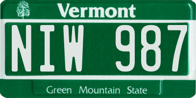 VT license plate NIW987