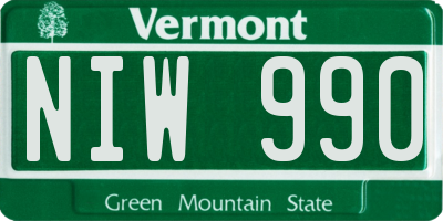 VT license plate NIW990