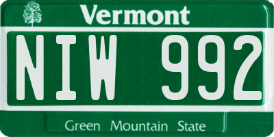 VT license plate NIW992