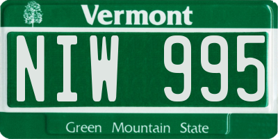 VT license plate NIW995