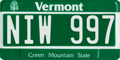 VT license plate NIW997
