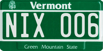 VT license plate NIX006