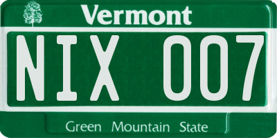 VT license plate NIX007