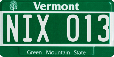 VT license plate NIX013