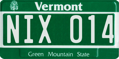VT license plate NIX014