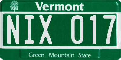 VT license plate NIX017
