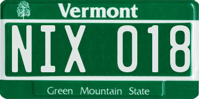 VT license plate NIX018
