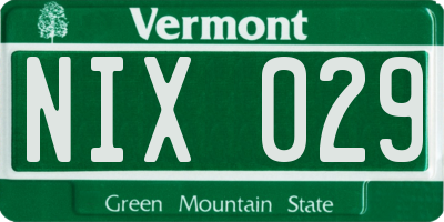 VT license plate NIX029