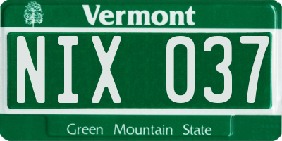 VT license plate NIX037