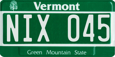 VT license plate NIX045