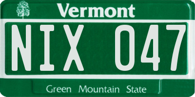 VT license plate NIX047