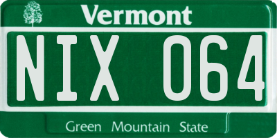 VT license plate NIX064