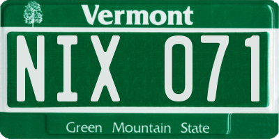 VT license plate NIX071