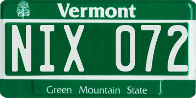 VT license plate NIX072