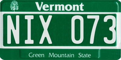 VT license plate NIX073