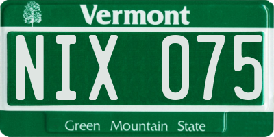 VT license plate NIX075