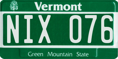 VT license plate NIX076
