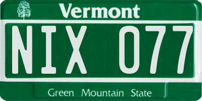 VT license plate NIX077