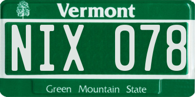 VT license plate NIX078