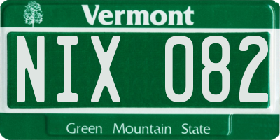 VT license plate NIX082