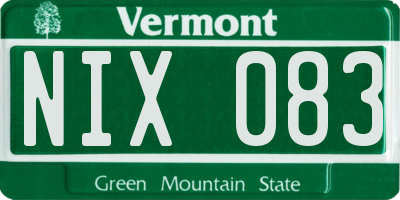 VT license plate NIX083