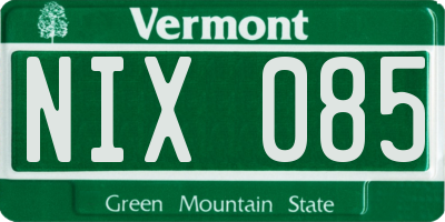 VT license plate NIX085