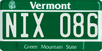 VT license plate NIX086