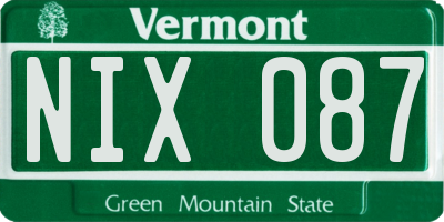 VT license plate NIX087