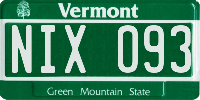 VT license plate NIX093
