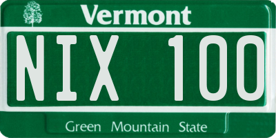 VT license plate NIX100