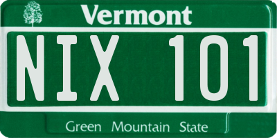 VT license plate NIX101
