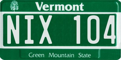 VT license plate NIX104