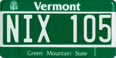 VT license plate NIX105