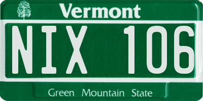 VT license plate NIX106