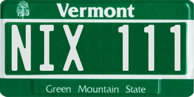 VT license plate NIX111